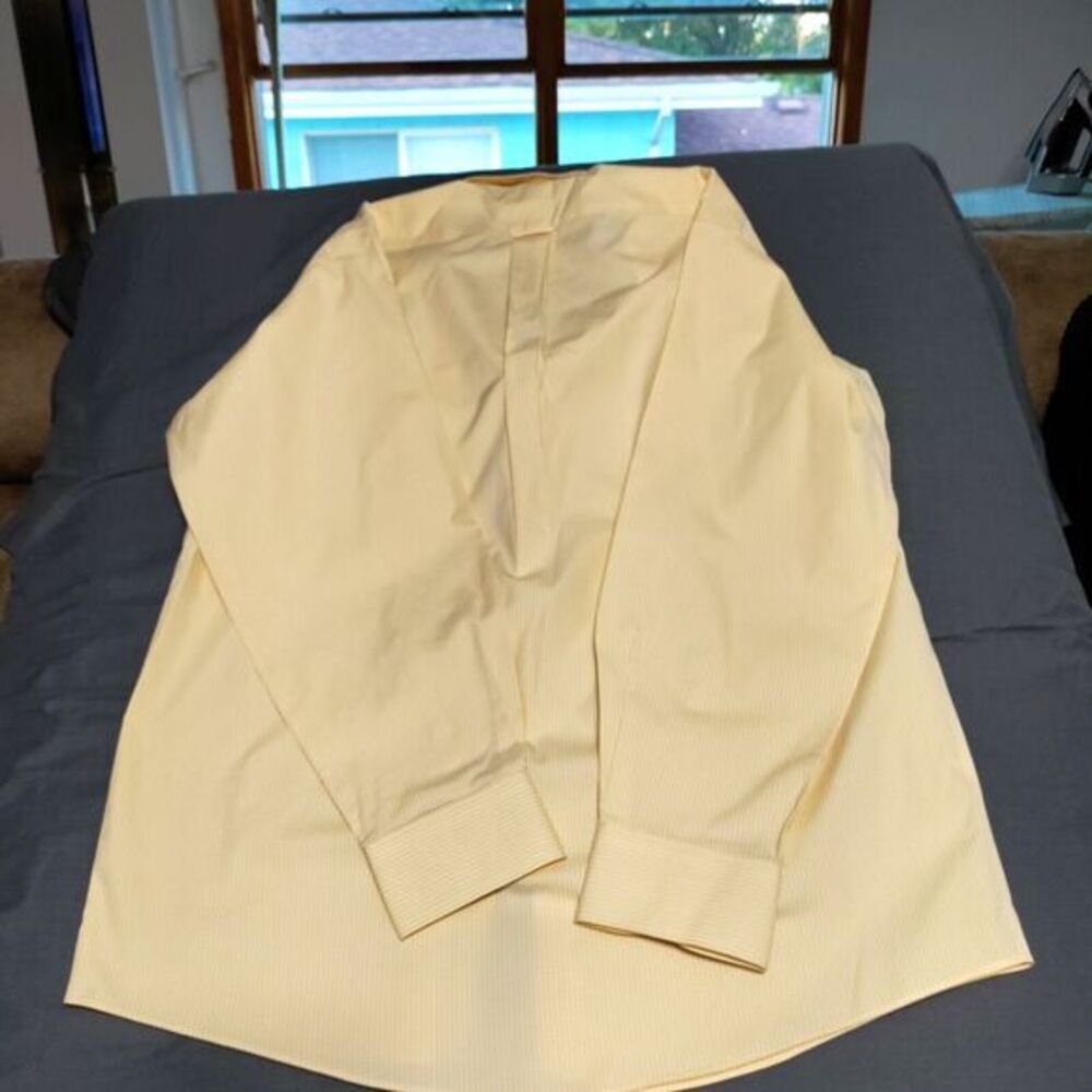 Roundtree Yorke Gold Label Perfect Performance Shirt Men 16/33 Yellow Plaid Y2K - Picture 6 of 8